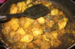 Potato brinjal stir fry
