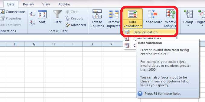 Power Of Data Validation - 1