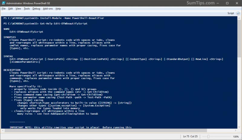 PowerShell Beautifier: Free Tool To Pretty Print .PS1 Script Files