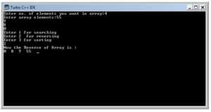 Program For Array Search ,reverse & Sorting Elements In C++ - CODE MULTIPLEX