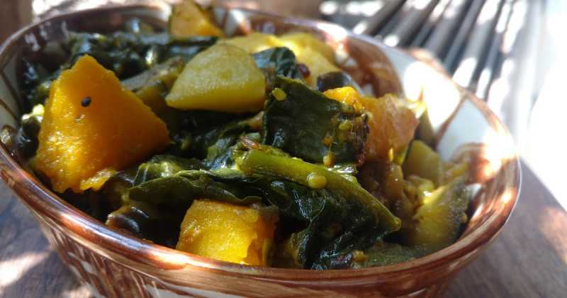 Pui Chorchori - Malabar Spinach Stir Fry With Vegetables