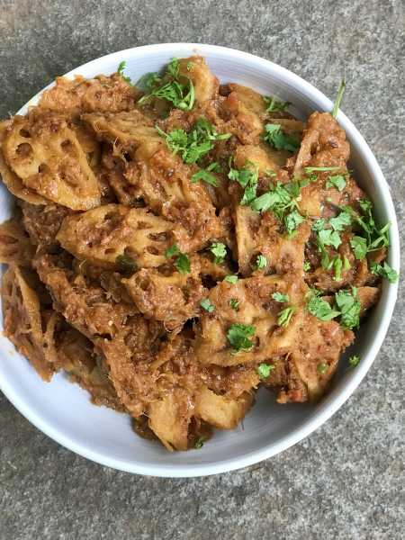 Punjabi Style Lotus Stem - Bhain Aloo