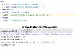 Python finally block example with program