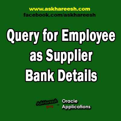 Query For Employee As Supplier Bank Details