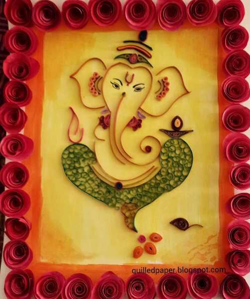 Quilled Lord Ganesha With Roses Frame