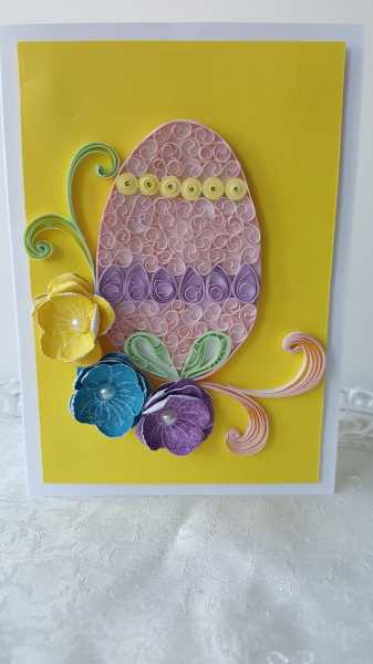 Quilled Egg Spring Card With Stamped Flowers