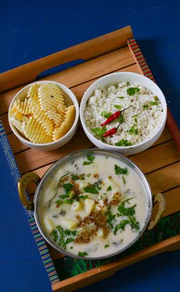 Rajgiri Aloo Ki Kadhi Aur Sama Ke Chawal- Fasting Recipe For Navaratri » Maayeka