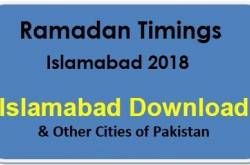 Ramadan Sehri-o-Iftar timings Islamabad 2018