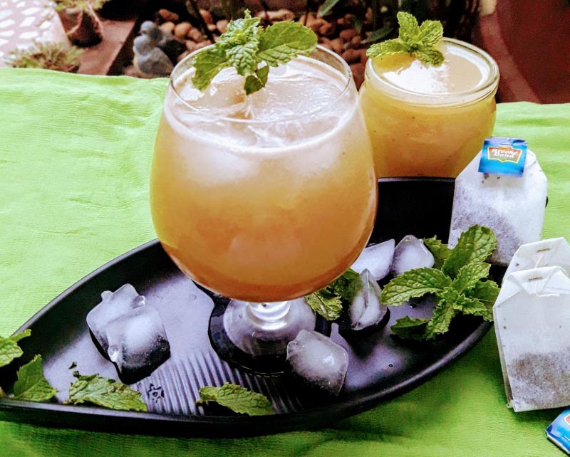 Raw Mango Iced Tea Or Aam Panna Iced Tea