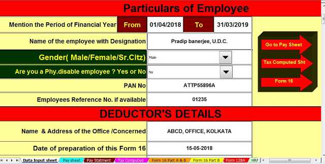 Rebate Under Section 87A For A.Y. 2019-20 With Automated All In One TDS On Salary For Private Employees For The F.Y.2018-19 With Latest Amended By The Finance Budget 2018-19