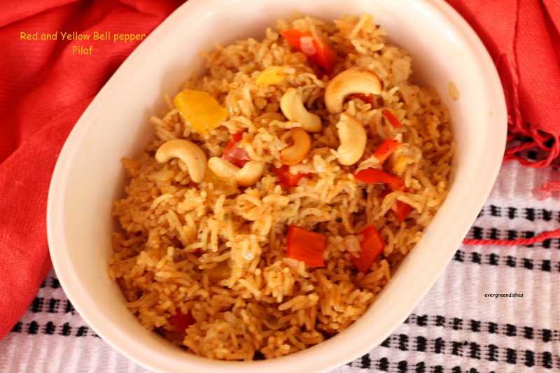 Red And Yellow Bell Pepper Pilaf - Ever Green Dishes