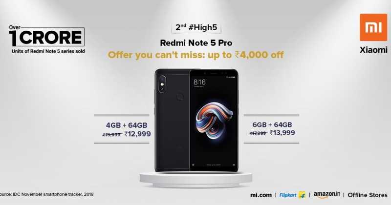 Redmi Note 5 And Redmi Note 5 Pro Cross 1 Crore Sales Mark, Xiaomi Discounts Price In Celebration