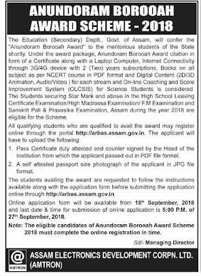 Register Online - Anundoram Borooah Award Scheme 2018