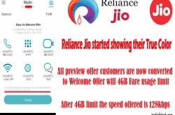 Reliance Jio started showing their True Color, All Preview offer customers converted to Welcome Offer Plan with usage limit