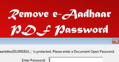 Remove E-Aadhaar Card PDF File Password