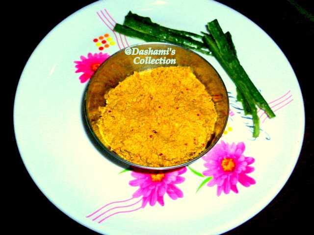 Ridge-gourd Skin Chutney. ( Ghosale Sheere Chutney )