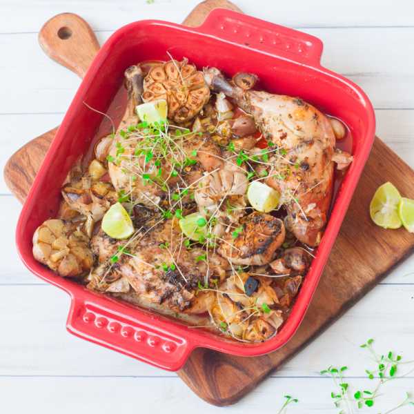 Roast Chicken Legs With Garlic And Thyme In Extra Virgin Olive Oil Recipe
