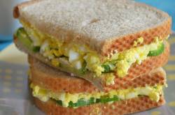 Rye Breakfast sandwich with Cucumber and Eggs