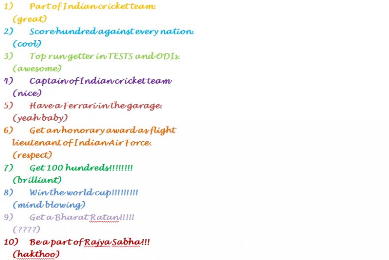 Sachin’s Bucket List!!