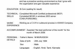 Sample Resume for a Call Center Interview