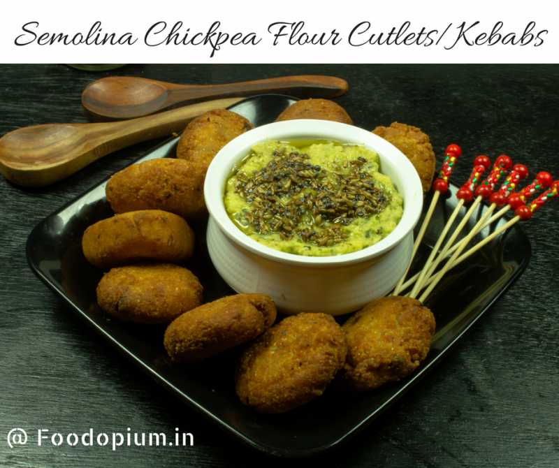 Semolina Chickpea Flour Cutlets With Green Mango Chutney - Food Opium