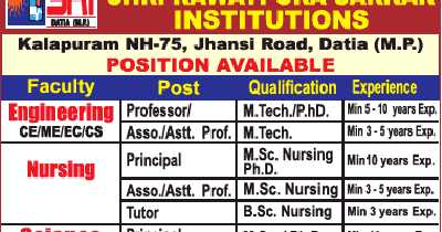 Shri Rawatpura Sarkar Institutions Faculty Jobs 2019
