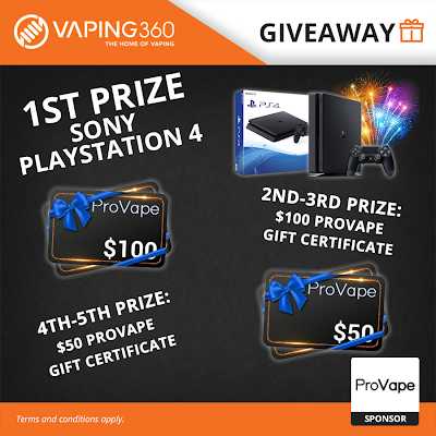 Sony PlayStation 4 And $300 ProVape Gift Certificate Giveaway #Worldwide