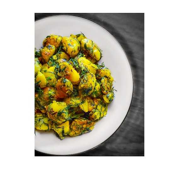 Soya Saag Aloo (Indian Potatoes Dill Leaves Recipe)