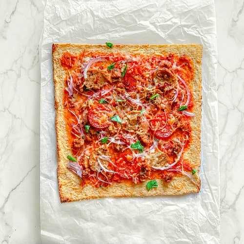 Spicy Meat Lovers Garlic Pizza #ketorecipe