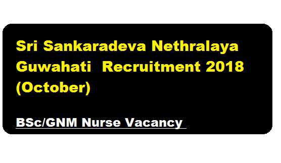 Sri Sankaradeva Nethralaya Guwahati BSc/GNM Nurse Recruitment 2018 (Oct)