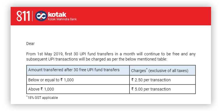 Start Paying Fees For UPI, Kotak Mahindra Bank To Levy Charge For UPI Use