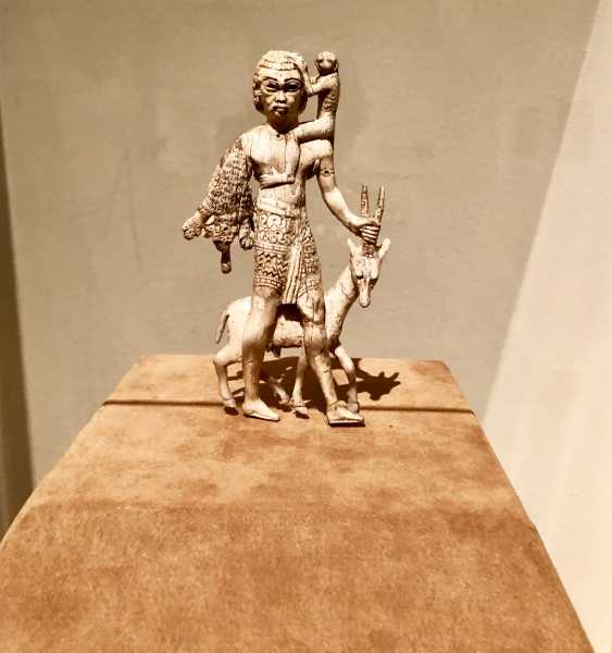 Statuette Of A Man With An Oryx, A Monkey, And A Leopard Skin,ca. 8th Century B.C. ~ Met Museum