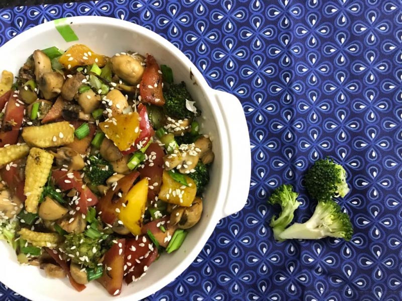 Stir Fried Veggies In Garlic Sesame Sauce