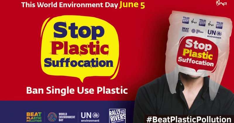 Stop Plastic Suffocation. Ban Single Use Plastic. World Environment Day-June 5th, 2018.