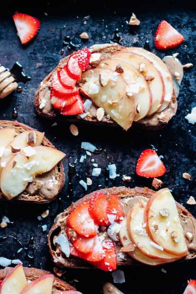 Strawberry, Peach, And Almond Butter Toast - Delish Cookbook