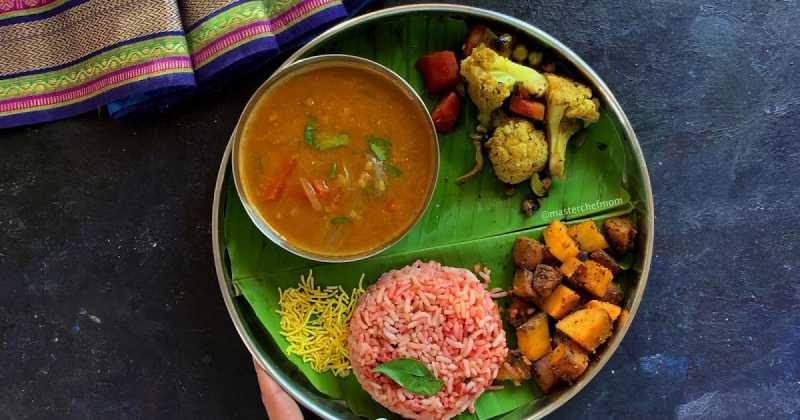 Strawberry Puliyogare Thali | Indian Thali Ideas By Masterchefmom  #004 | Gluten Free And Vegan Meal