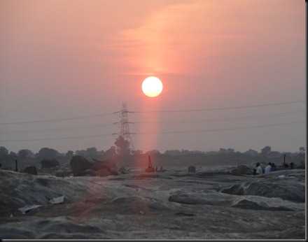 Sun Setting On The Banks Of Tunga River.
