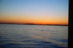 Sunset over Statue of Liberty