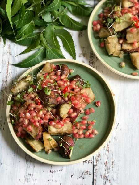 Sweet Potato & Pomegranate Salad With Neem Leaf Dressing