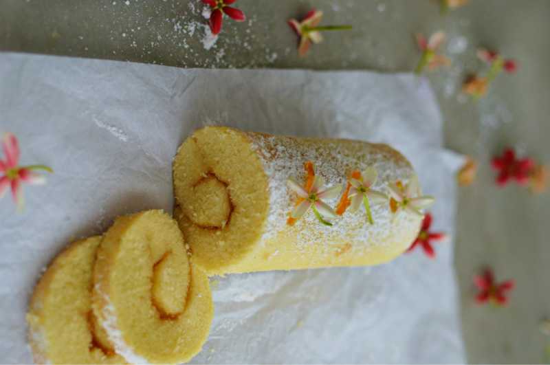 Swiss Roll Recipe With Orange Marmalade And Madhumalati Infused Sugar