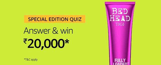 TIGI Special Edition Quiz Answers To Win Rs 20000