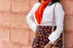 Tangerine sunsets: White shirt, Palazzo and Tangerine scarf