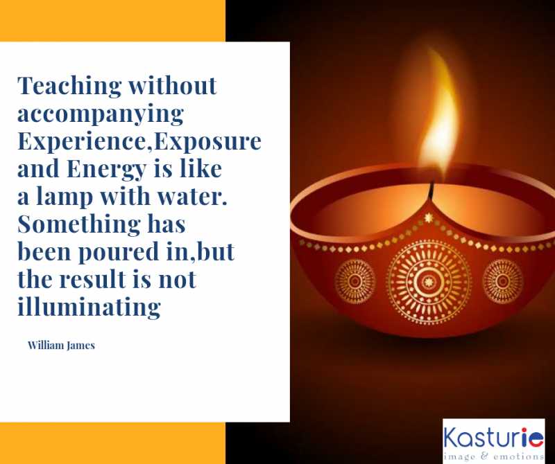 Teaching Without An Accompanying Experience, Exposure And Energy Is Like Filling A Lamp With Water. Something Has Been Poured In, But The Result Is Not Illuminating - William James