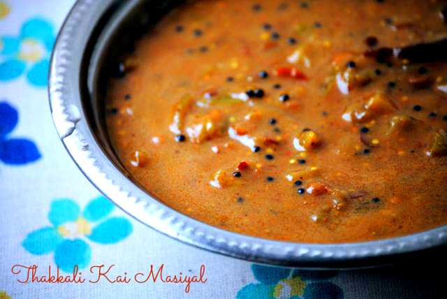 Thakkali Kai Masiyal / Raw (green) Tomato Sambhar