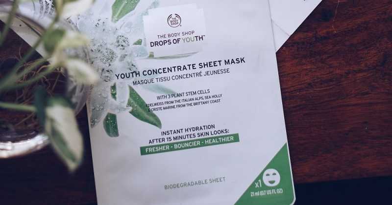 The Body Shop Drops Of Youth Concentrate SHEET MASK Review (Biodegradable)