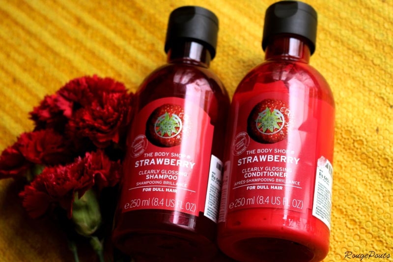 The Body Shop Strawberry Clearly Glossing Shampoo And Conditioner Review | RougePouts - RougePouts