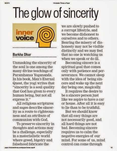 The Glow Of Sincerity - Barkha Dhar - Hindustan Times