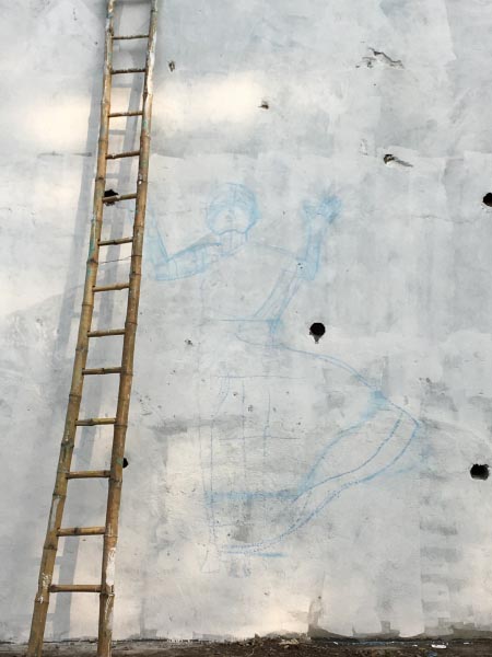 The Rickety Ladders And Working On The Wall.