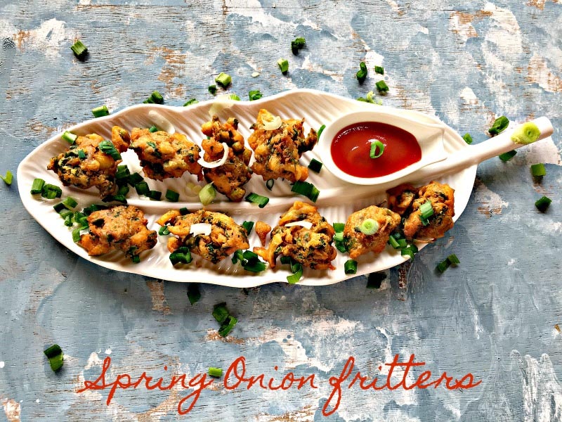 The Welcoming Evening Snack - Spring Onion Fritters (pakoras) - Tangy Tales