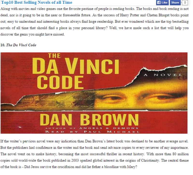 Top 10 Bestselling Novels